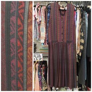 Sleeveless Striped Maxi Dress in Burgundy and Plum